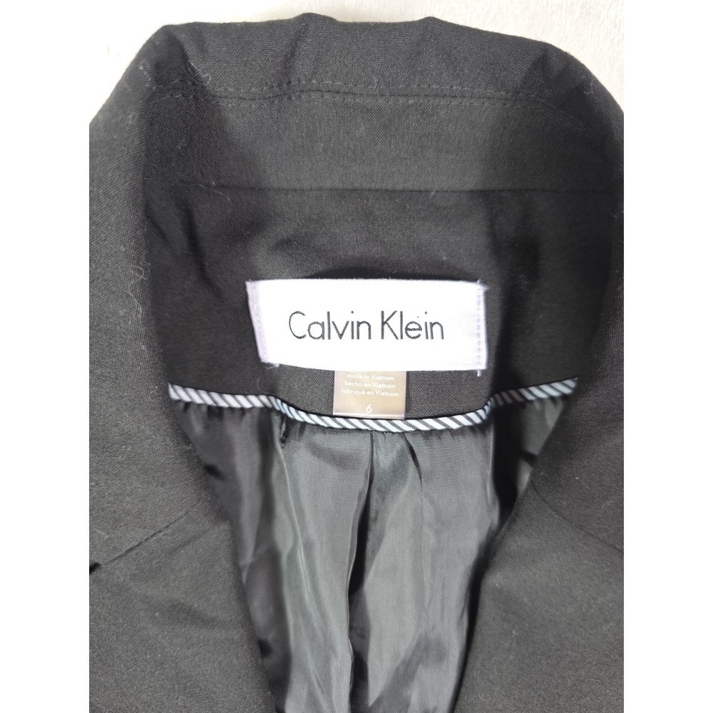 Calvin Klein Black Career Blazer Size 6 Tailored Stretch Lined Office Jacket - Picture 6 of 13